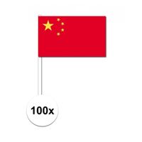 100x China decoratie papieren zwaaivlaggetjes   -