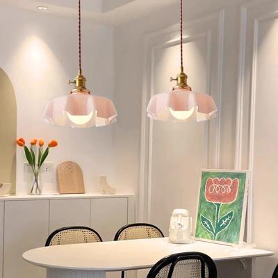 Nordic Bloom Glass Pendant - Minimalistische Glazen Hanglamp in Crèmekleurige Bloemstijl