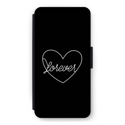 Forever heart black: iPhone 12 Pro Max Flip Hoesje