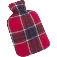 Winter kruik met Schotse ruit print hoes rood 1,25 liter   - - thumbnail
