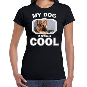 Honden liefhebber shirt Duitse herder my dog is serious cool zwart voor dames 2XL  -