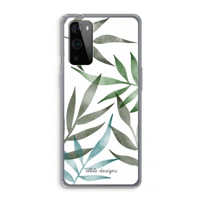 Tropical watercolor leaves: OnePlus 9 Pro Transparant Hoesje