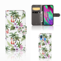 Samsung Galaxy A40 | Telefoonhoesje | Met pasjeshouder | Flamingo Palms