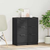 Dressoirs 2 pcs Zwart eiken 30 x 30 x 70 cm Bewerkt hout