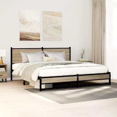 Bedframe zonder matras metaal sonoma eikenkleurig 180x200 cm