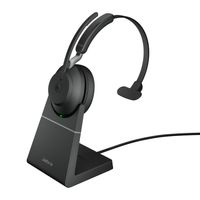 Jabra Evolve2 65 monaural On Ear headset Telefoon Bluetooth Stereo Zwart Volumeregeling, Indicator voor batterijstatus, Microfoon uitschakelbaar (mute)