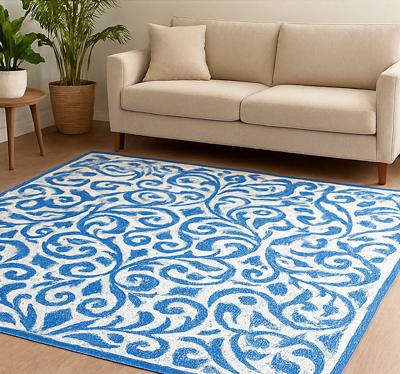 Blauwe patronen buitenvinyltapijt