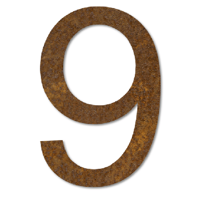 LIROdesign Cortenstaal huisnummer 9 - 30 cm - per stuk
