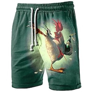 Voor heren Korte broek Zomer korte broeken Strandshorts Trekkoord Elastische taille 3D-afdrukken Grafisch dier Ademend Zacht Korte Casual Dagelijks Feestdagen Streetwear Hawaii Rood Marineblauw Lightinthebox