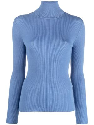 P.A.R.O.S.H. pull nervuré en laine à col roulé - Bleu