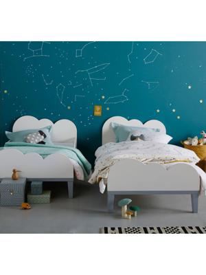 Evolutief bed kinderen WOLKENLIJN wit / grijs