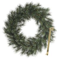 Kerstkrans 60 cm - groen - met gouden hanger/ophanghaak - kerstversiering - thumbnail