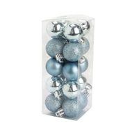 20x stuks kleine kunststof kerstballen ijsblauw 3 cm mat/glans/glitter - Kerstbal - thumbnail