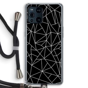 Geometrische lijnen wit: Oppo Find X3 Transparant Hoesje met koord