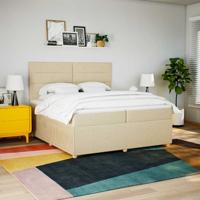 Boxspring met matras stof crèmekleurig 200x200 cm