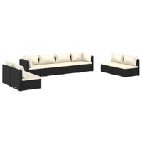 vidaXL 8-delige Loungeset met kussens poly rattan zwart - thumbnail