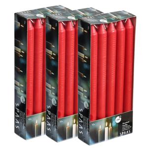 Dinerkaarsen rood - 30x stuks - 24 cm - 8 branduren - lange kaarsen