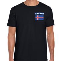 IJsland thema t-shirt - met vlag op borst - zwart - voor heren - landen shirt - supporters