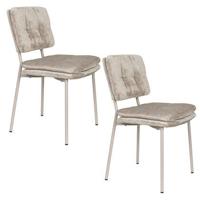 Housecraft Living Franck Eetkamerstoelen Velours Beige - Set van 2