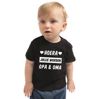 Hoera jullie worden opa en oma cadeau t-shirt zwart baby jongen/meisje