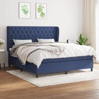 Boxspring met matras stof blauw 160x200 cm