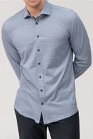 OLYMP No. Six 24/Seven Dynamic Flex Super Slim Jersey shirt blauw/bruin/wit, Motief