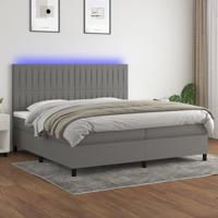 Boxspring met matras en LED stof donkergrijs 200x200 cm
