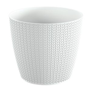 Plantenpot voor buiten - Wheaty - parel wit - kunststof - D13 x H11 cm - Stijlvol