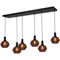 Masterlight 6-lichts hanglamp - zwart -Porto met Ball red glazen - 2711-05-05-130-25-61