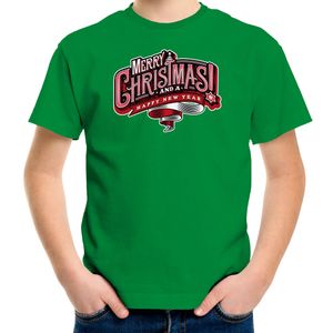 Merry Christmas Kerstshirt / Kerst t-shirt groen voor kinderen