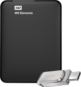 WD Elements Portable 1TB + SanDisk Ultra Dual Drive 3.1 Luxe 128GB