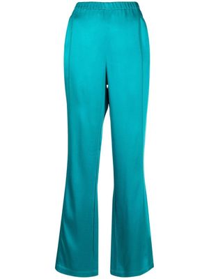 Atlein pantalon ample en satin à taille haute - Bleu
