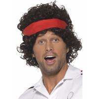 Tennis speler jaren 80 - herenpruik - bruin - carnaval - John Mc Enroe look