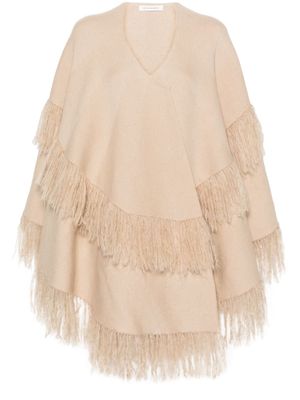 By Malene Birger cape en alpaga mélangé à franges - Tons neutres