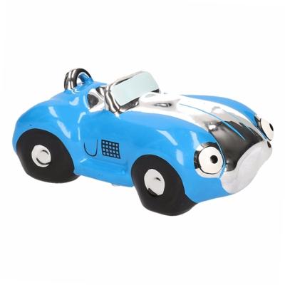 Spaarpot van een klassieke sportauto - cabriolet - blauw - 15 x 9 x 6 cm - keramiek