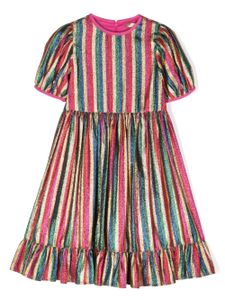 Stella McCartney Kids robe rayée à effet métallisé - Rose