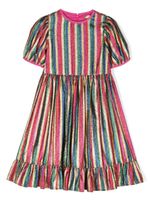 Stella McCartney Kids robe rayée à effet métallisé - Rose