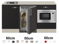 Keukenblok 170 Antraciet incl rvs spoelbak en koelkast en magnetron RAI-51 - thumbnail