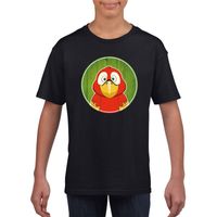 Dieren papegaai shirt zwart jongens en meisjes - thumbnail