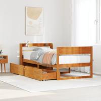 Bedframe zonder matras massief grenenhout wasbruin 75x190 cm