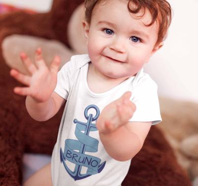 Baby blauwe anker t-shirt met naam