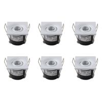 LED Veranda Spot Verlichting Set 6 Stuks - Vierkant Inbouw 1W 4200K