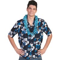 Blauwe Hawaii thema verkleed blouse overhemd Honolulu - thumbnail