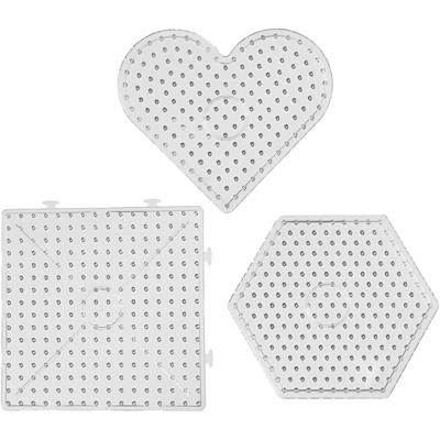 Creativ Company Onderplaat, harten, zeshoeken, vierkanten, afm 15x15-17,5x17,5 cm, jumbo, helder, 6 stuk/ 1 doos
