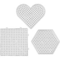 Creativ Company Onderplaat, harten, zeshoeken, vierkanten, afm 15x15-17,5x17,5 cm, jumbo, helder, 6 stuk/ 1 doos