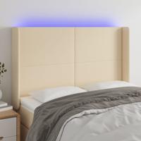 Hoofdbord LED 147x16x118/128 cm stof crèmekleurig