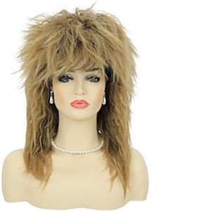 Jaren '80 tina rock diva kostuum pruik voor vrouwen groot haar blond jaren '70 jaren '80 rocker mullet pruiken glam punk rock rockstar cosplay pruik voor halloween party Lightinthebox