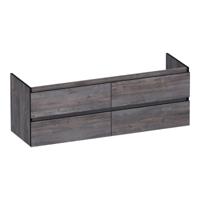 Brauer Joy Edge - Onderkast - 140 cm - met 4 Softclose Lades Greeploos en 2 Sifon Uitsparingen - Driftwood
