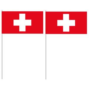 Zwitserland zwaaivlaggetjes - 12 x 24 cm - papieren vlag - met stokje 40 cm