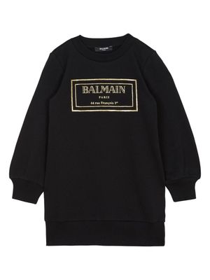 Balmain Kids robe en coton à logo imprimé - Noir